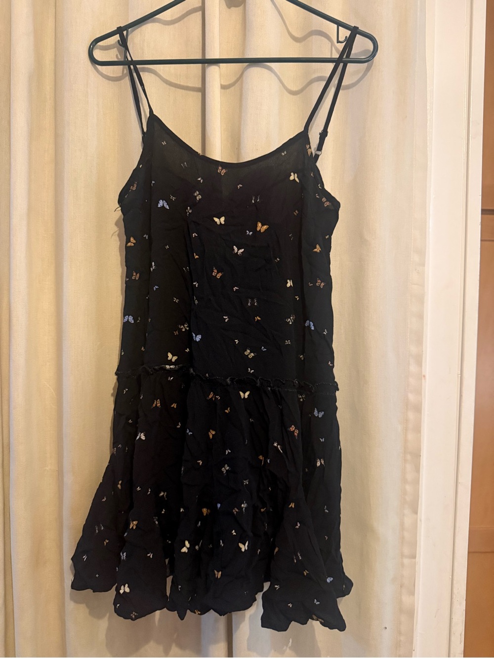 wild fable Black Butterfly Print Spaghetti Strap Mini Dress